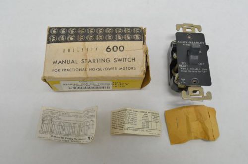Allen bradley 600-t0x5 toggle open manual starting 2p switch 220v-ac 1hp b236606 for sale