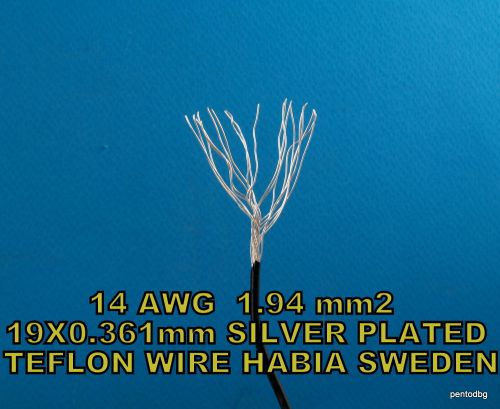 5m ~16ft 14awg 1.94mm2 19x0.361mm silver plated copper teflon wire  k1419 habia for sale