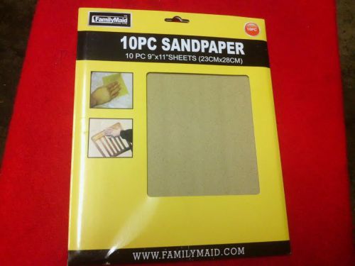 NEW FAMILY MAID 10 PC  Sand Paper 9&#039;&#039; X 11&#039;&#039; (23 CM X 28 CM) (10 SHEETS)