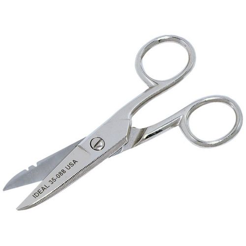 Ideal 35-088 Electricians Scissors Stripping Notch Chrome Plated