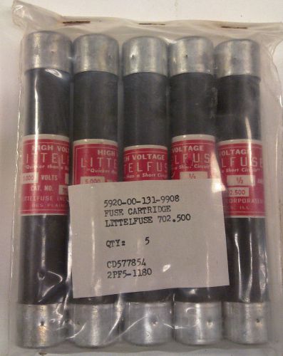 (5) Littlefuse 5000V 0.5A Fuse Cartridge NEW