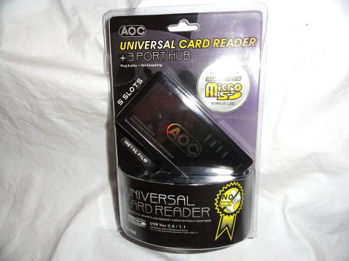 AOC Universal 5 Slot Card Reader &amp; 3-Port USB 2.0 Hub - HY-CR-869BK