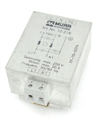Murr elektronix 10216 single-phase one-stage mains line filter unit 250v 20a for sale