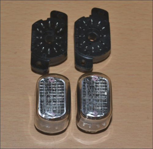 In15a scientific symbol nixies with sockets. set of 2 for sale