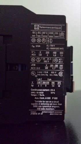 Lc1 d12 10 and lr3 d13 06 telemecanique contactors for sale