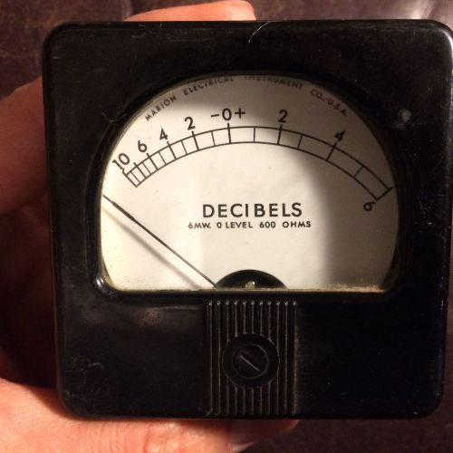 Vintage marion large vu meter decibels panel gauge -10 to +6 db for sale