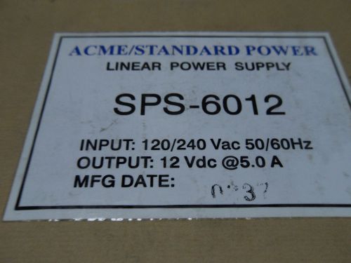 (l25) 1 new acme / standard power sps60-12 power supply for sale