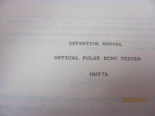 ANRITSU MW97A Optical Pulse Echo Tester - Operation Manual w/GP-IB Interface