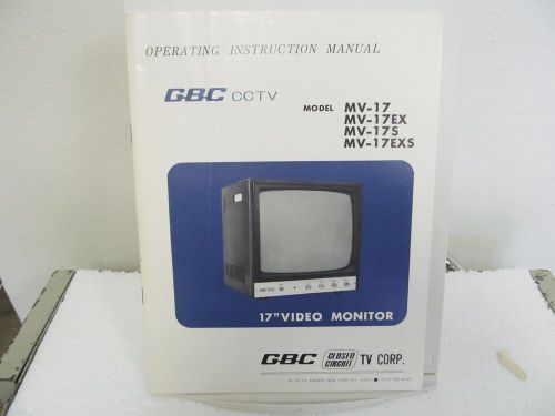 GBC Electronics MV Series Video Monitor Operating Instruction Manual w/schem