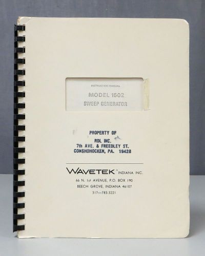 Wavetek Model 1502 Sweep Generator Instruction Manual