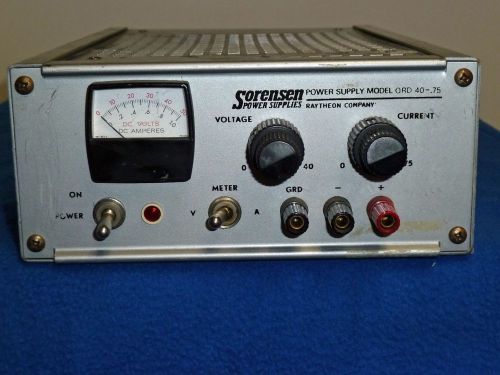 Sorensen Regulated Power Supply, QRD 40 - .75, 0 to 40 V., 0 to .75 A., working