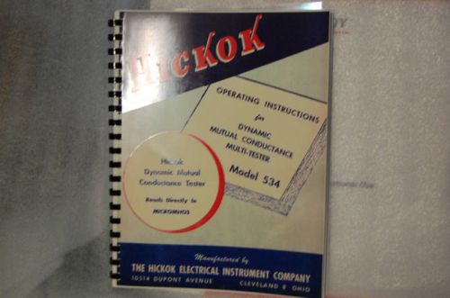 Operation &amp; Test Data Manual For Hickok 534 Tube Tester