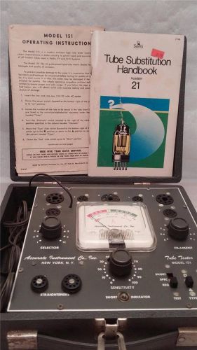 Tube Tester Accurate Instrument Co Model 151 w/manuel &amp; Tube Sub Handbook
