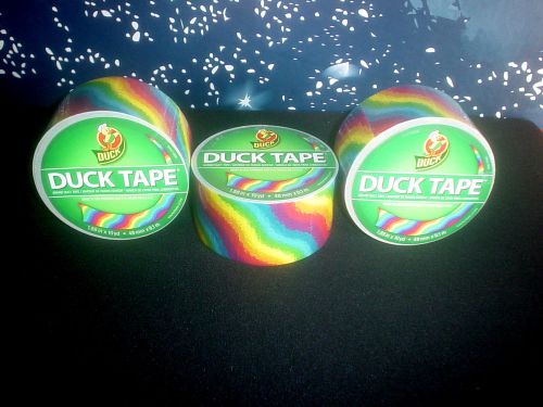 Lot of 3 DUCK TAPES Designer Series Rainbow Waves 1.88in. x 10 yd. ea. -NEW-