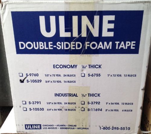 ULINE Double Sided Foam Tape Box of 16 Rolls *NEW* S-10529