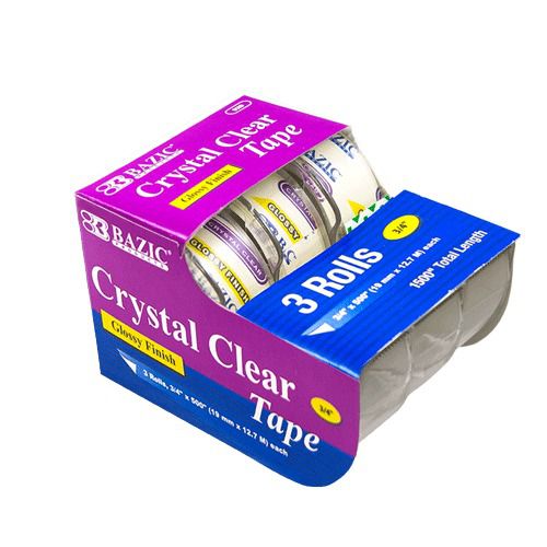 BAZIC 3/4&#034; X 500&#034; Crystal Clear Tape (3/Pack), Case of 24
