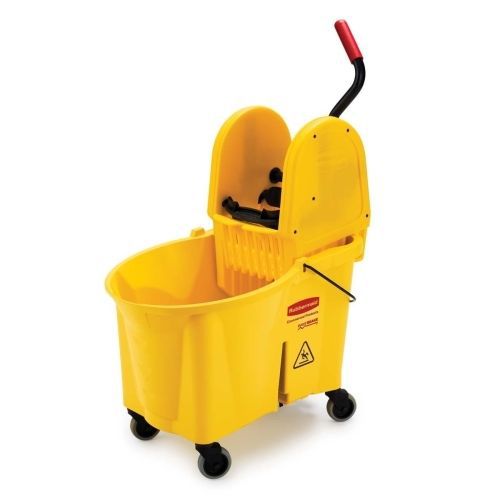 Rubbermaid wavebrake down press combo mop bucket-10gal-plastic-yellow for sale