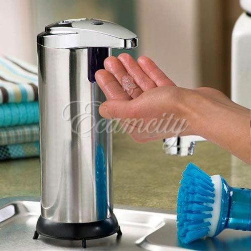 280ml Stainless Auto Handsfree Sensor Touchless Soap Dispenser Kitchen Bathroom