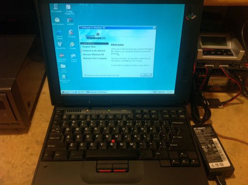 IBM Thinkpad 380ED Win98SE/MS-DOS with CD-ROM, Floppy, AC adapter and nylon bag
