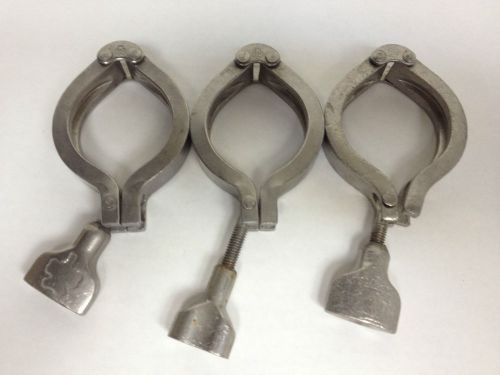 Lot of 3 - Triclover Brand Stainless Steel 2&#034; Sanitary Piping Clamps