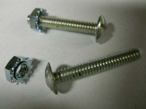 10-24 Machine Screws Slot Truss Head &amp; Kep Lock Nuts Ext Tooth Zinc Lot of 50 EA