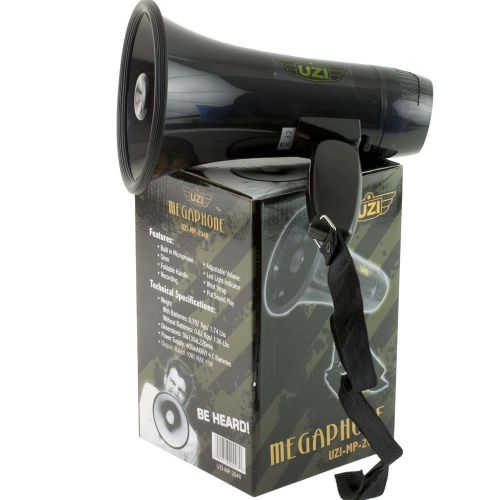 Uzi 15 watt megaphone bullhorn w/ recording function built in mic uzi-mp-204r for sale