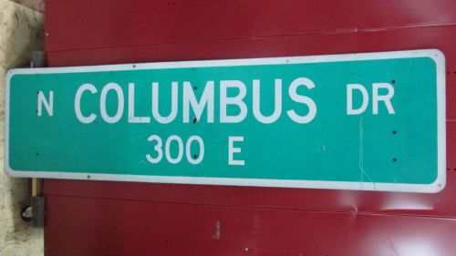Used Vintage Aluminum 66&#034;x18&#034; North Columbus Dr. 300 East Highway Street Sign