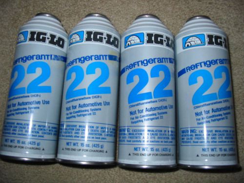 Four (4) ig-lo r-22 freon refrigerant-new 15 ounce cans for sale