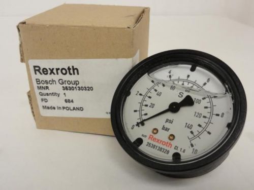 91646 New In Box, Rexroth 3530130320 Pressure Gauge, Fluid Filled, 0-145psi