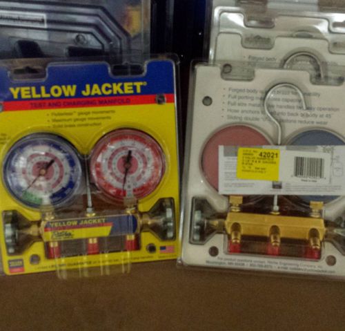 Yellow Jacket 42021 Manifold Only 3-1/8&#034; Gauges (NO HOSES) for R-410a - NEW!