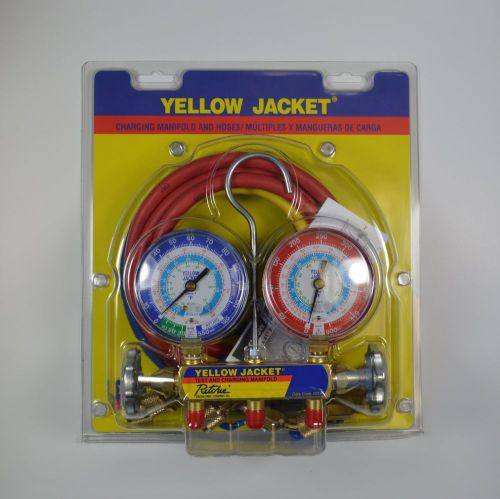 Yellow jacket 42205 manifold r-22/134a/404a 60&#034; ball valve hose set for sale