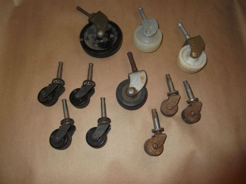 VINTAGE LOT OF METAL &amp; PLASTIC CASTERS IN ASST SIZES &amp; BRANDS 11 PIECES
