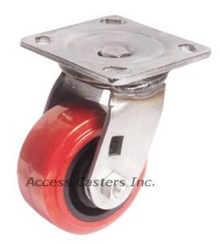 6pssps 6&#034; x 2&#034; stainless steel swivel caster polyurethane wheel, 900 lb capacity for sale