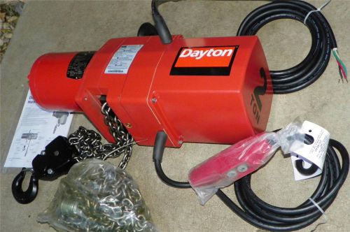 NEW Dayton Electric Chain Hoist 2 Ton 15ft Lift 8fpm 3YB89G Voltage 230/460
