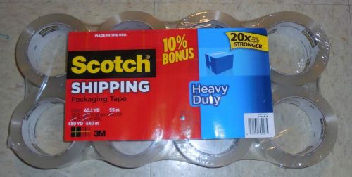 Scotch Shipping Packaging Tape 8 ROLLS 480 Yards (440m) -1.88in x 60 yards EACH
