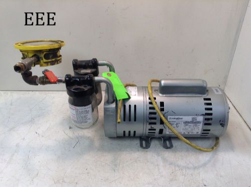 Gast vacuum pump 0823-v103-g608ngx w/ 3/4 hp emerson motor w/ gauge for sale