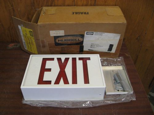 New Hubbell LED2-EM-RWW 120/277V Pathfinder Series LED Exit Sign Red Letters