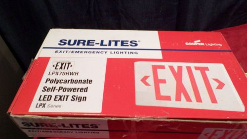 COOPER SURE LIGHT LPX70RWH EMERGENCY EXIT SIGN NEW SURE-LITES LED SELF POWERED
