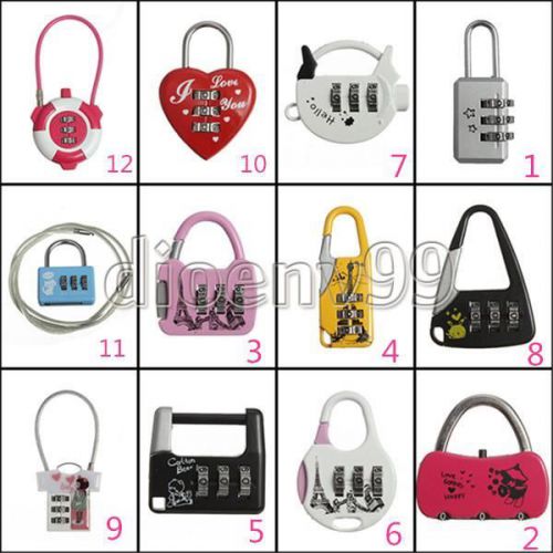Digit password combination padlocks luggage suitcase cable travel security locks for sale