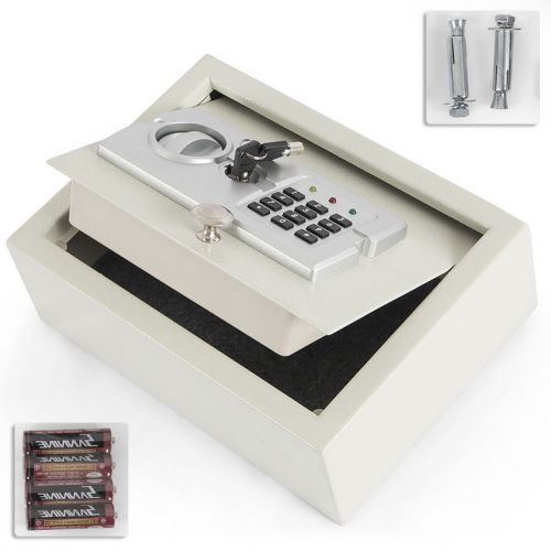 Portable 12&#034;x9&#034; digital drawer safe box cream electronic keypad jewelry cash gun for sale