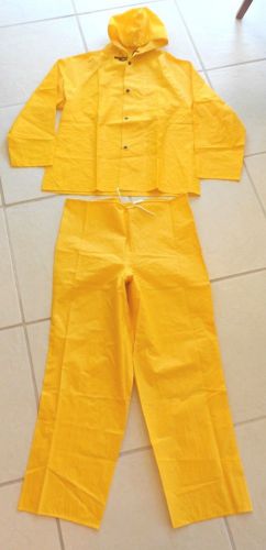 IPCO Tri Weave Yellow All Weather Hooded Rain Suit NFPA 701 Vertica Flame Test S
