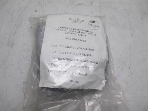 Chemical defense kit with tyvek-f chemical protective coverall suit x-large for sale
