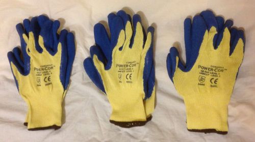 3 Pairs Cordova Power-Cor Gloves w/Cut resistant Kevlar Size L NEW