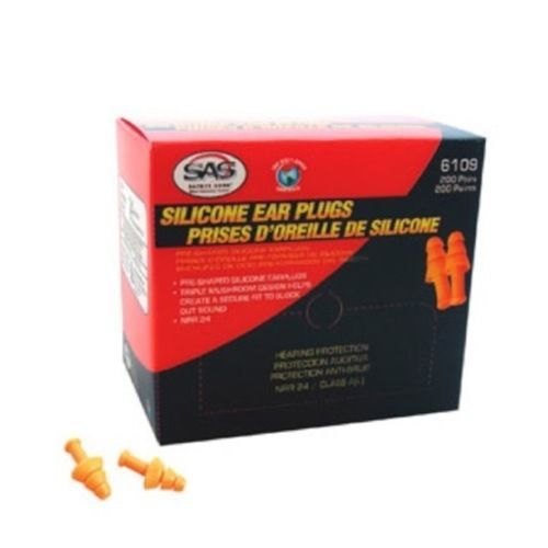 SAS Safety 6109-SAS Silicone Ear Plugs NRR 24 (200 pairs/box)