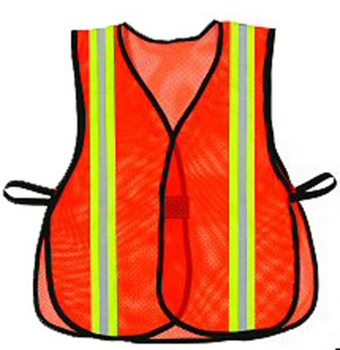 v1021 lots of 5pcs of 2&#034; VERTICAL CONTRASTING Orange Safety Mesh Vest v1021