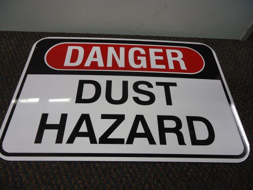 &#034;danger dust hazard&#034; big metal hanging sign (18&#034; by 12&#034;) for sale