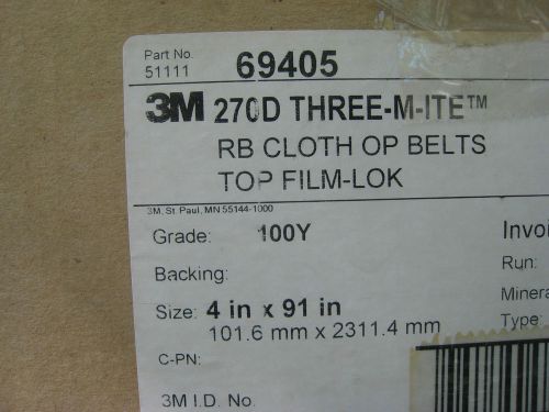 3M  270 D 3-M-ite Cloth Belts 4 inch x 91 inch  Lot of 20 belts Grade 100Y