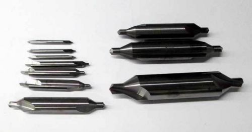 10 pc usa made #00 to #8 x60 deg plain carbide combined drill &amp; countersinks set for sale