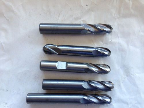 Set of five - 3/8&#034; solid carbide ball end mills for sale