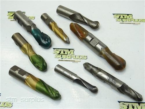 Lot of 8 hss ball nose straight shank single and double end mills 5/8&#034; to 1&#034; for sale